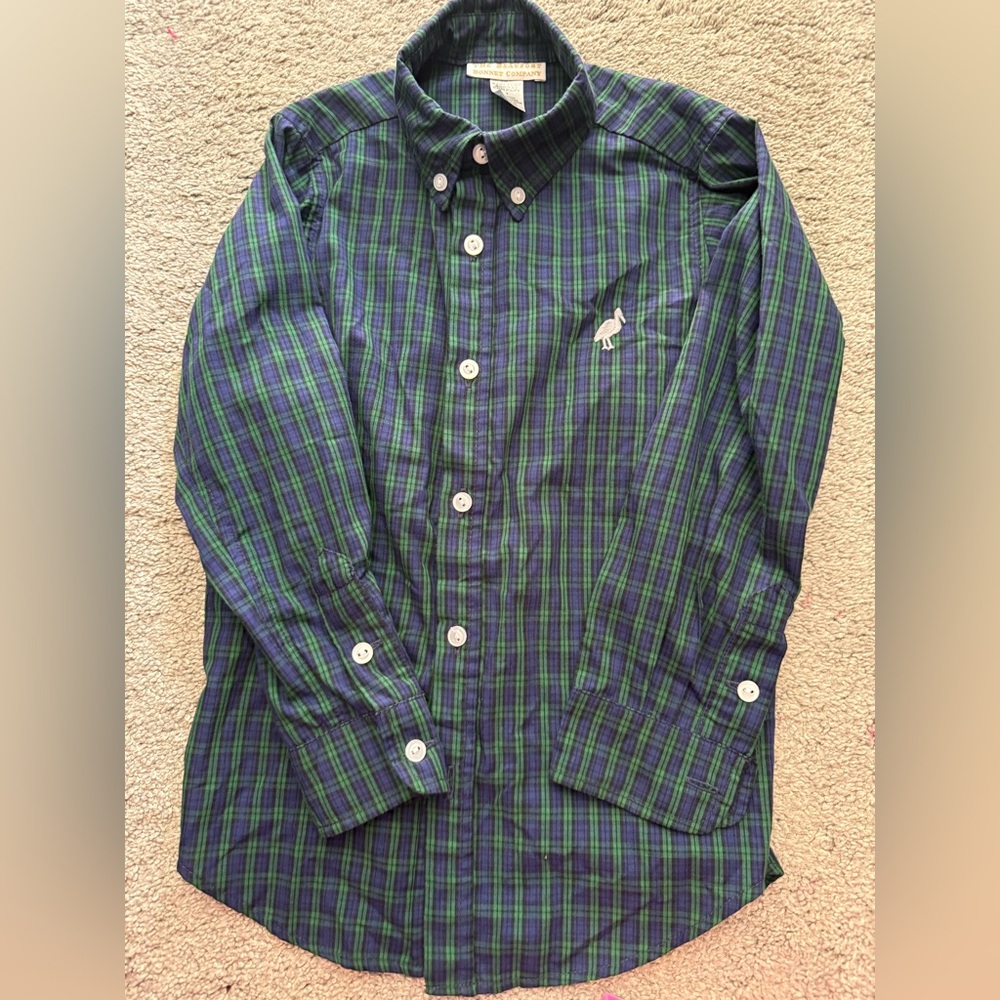 The Beaufort Bonnet Company Green and Blue Plaid Kids Shirt